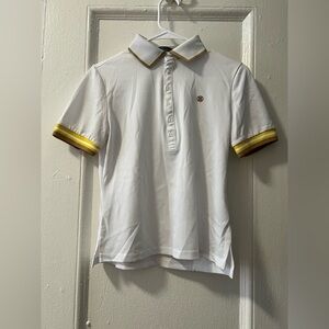 G/fore white and yellow golf polo shirt
